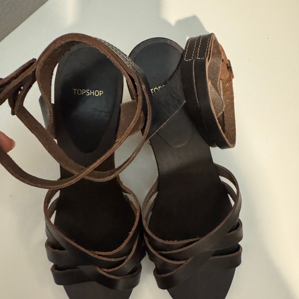 Topshop Chocolate Brown Strappy Sandals